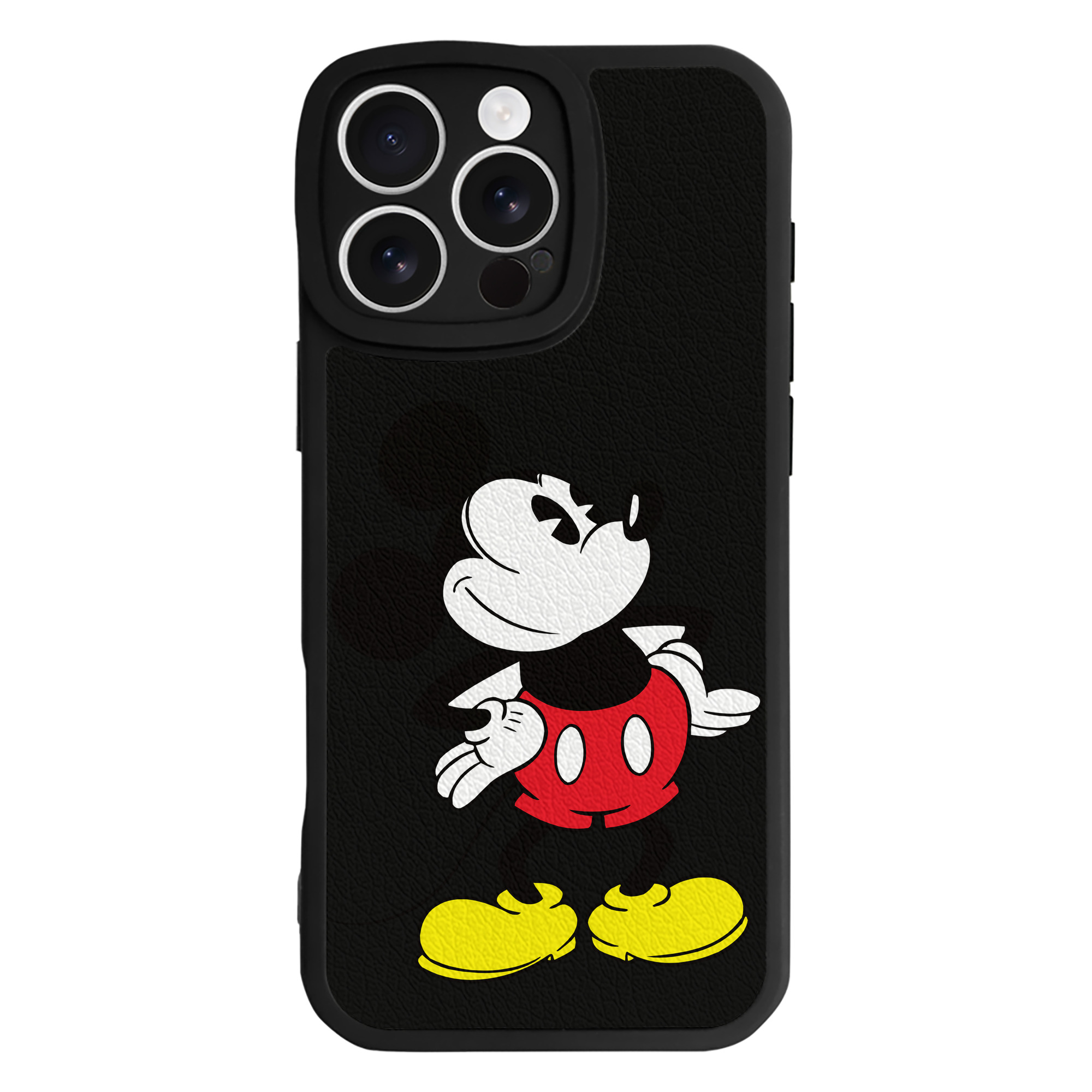 （画像用） ミッキーマウス Mickey Mouse 【iPhone 16シリーズ対応】シリコンスマホケース（レザー調） 材質：シリコン